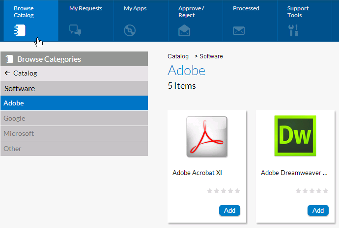 Categories Displayed on the App Portal Browse Home Tab